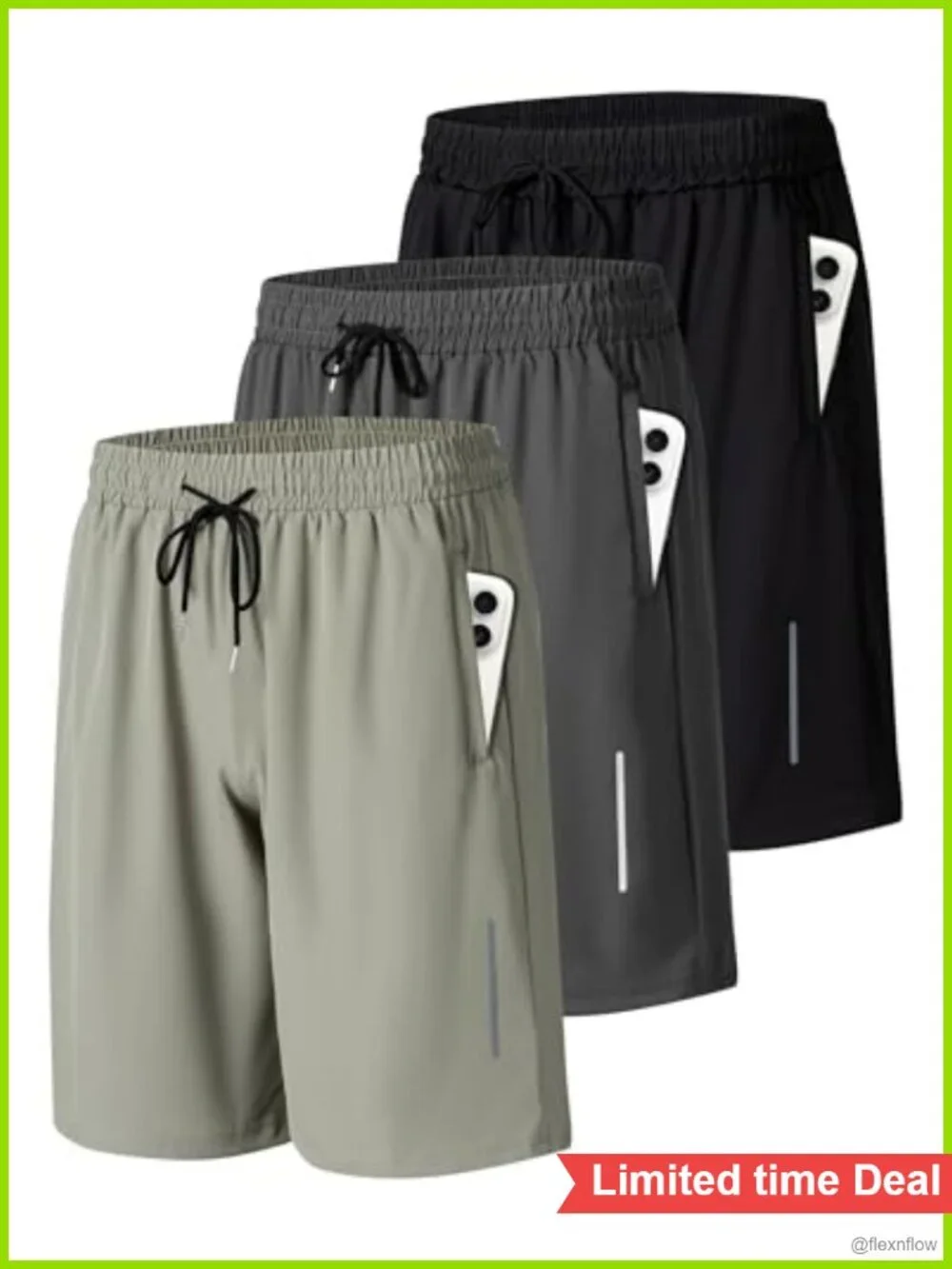 Men's Athletic Gym Shorts Quick Dry Running Basketball Shorts with Zipper